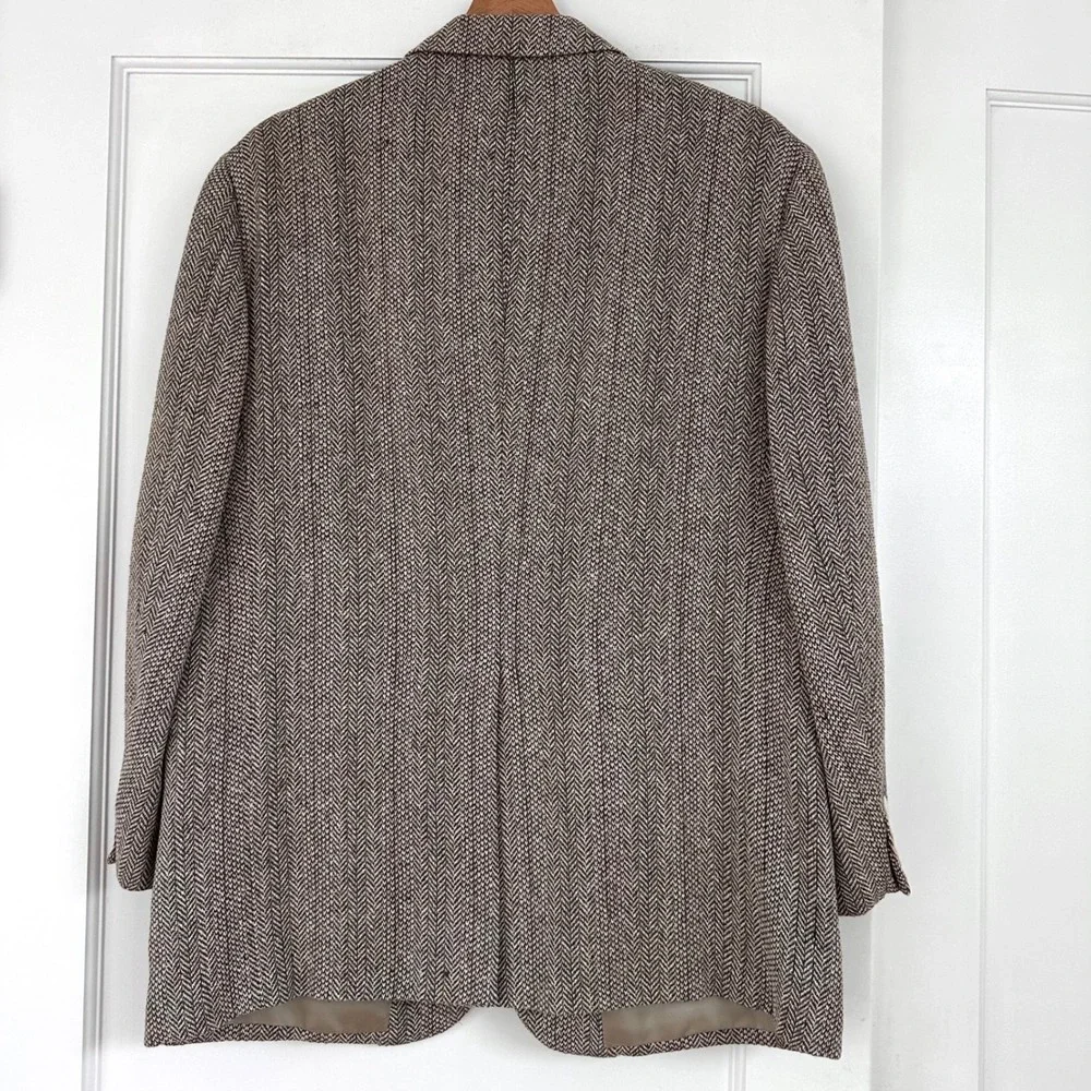 Vintage Macy's 90s Herringbone Wool Silk‎ Blazer Donegal Tweed Japan Men's 44R